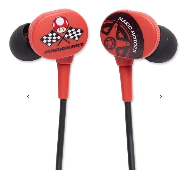 2x PowerA Nintendo Switch Kids/Teen Lightweight Wired Earbuds Mario Kart Motors