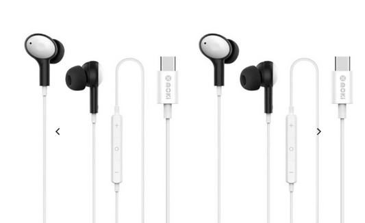 2x Moki Type-C Connect Earphones Inner Ear + Mic & Control Small & Lightweight
