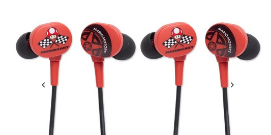 2x PowerA Nintendo Switch Kids/Teen Lightweight Wired Earbuds Mario Kart Motors
